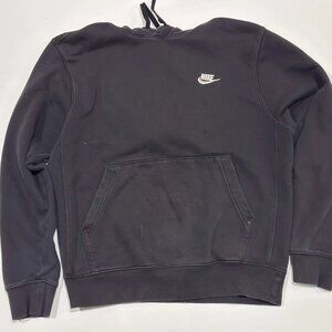 Men’s Nike Sportswear Black White Logo Basic Hoodie Sweatshirt Sz S